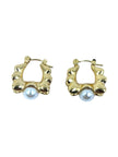 Both gold-plated pearl drop hoop earrings shown flat against a clean white background
