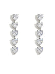 Both heart drop earrings photographed flat on a white background showing full length and symmetry