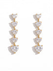 Both heart drop earrings displayed upright on a white background, showing symmetrical design and full earring length