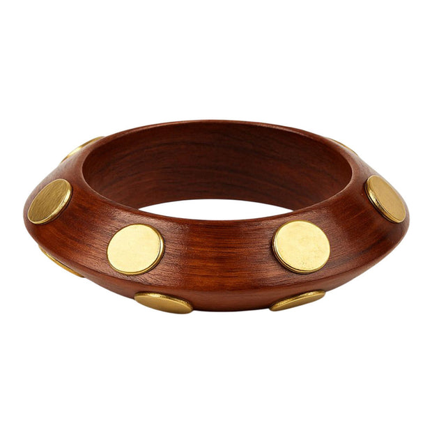 Golden Dot Statement Wooden Bangle