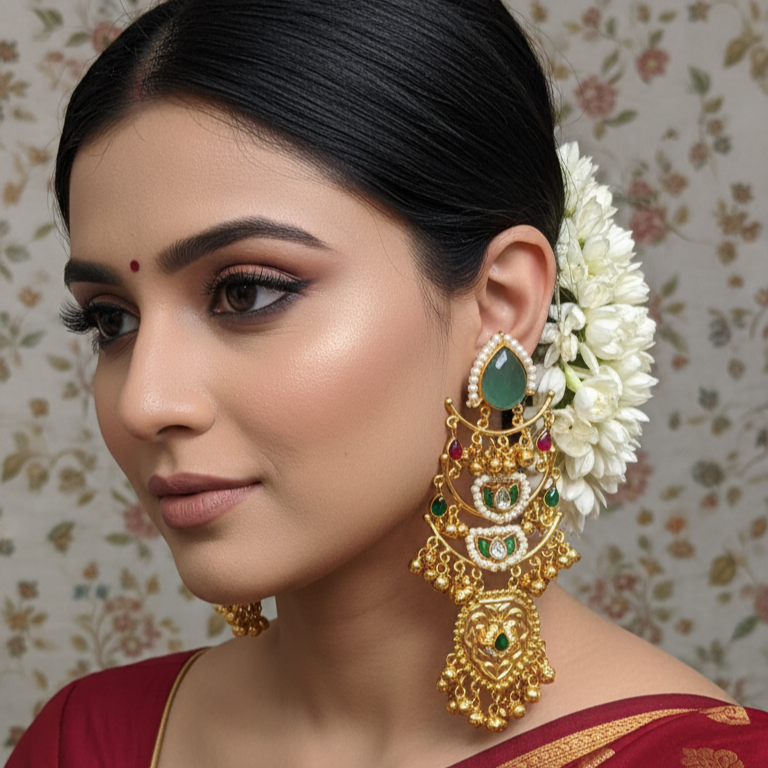 Padmini Embellished Oxidised Jhumka Statement Earrings
