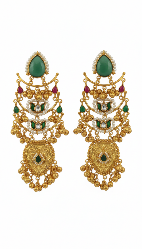 Padmini Embellished Oxidised Jhumka Statement Earrings