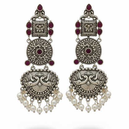 Aparna Embellished Oxidised Beautiful Jhumka Statement Earrings