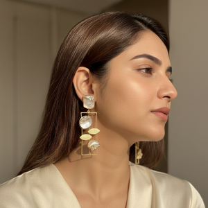Falling Leaf Shell Statement Drop Earrings