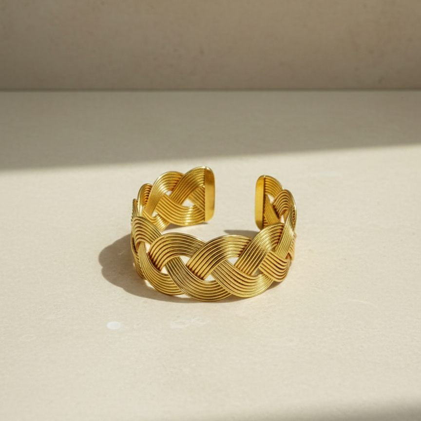 Braided Mesh Statement Cuff Bracelet