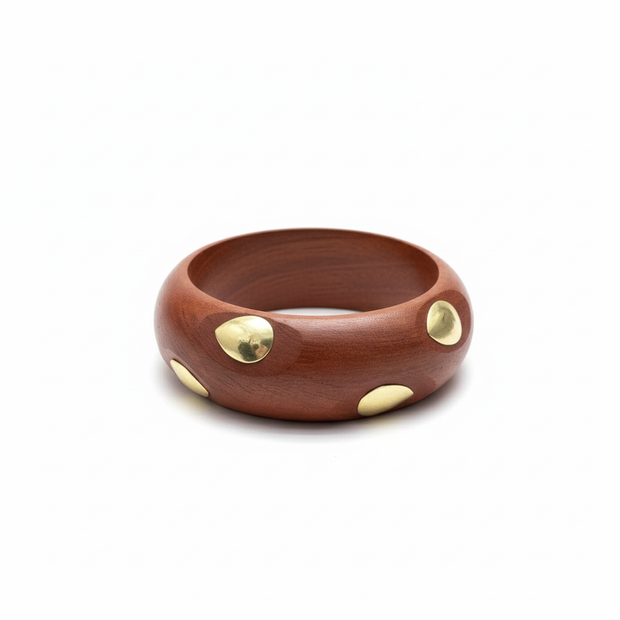 Brass Drop Studded Ojas Handmade Wooden Bangle