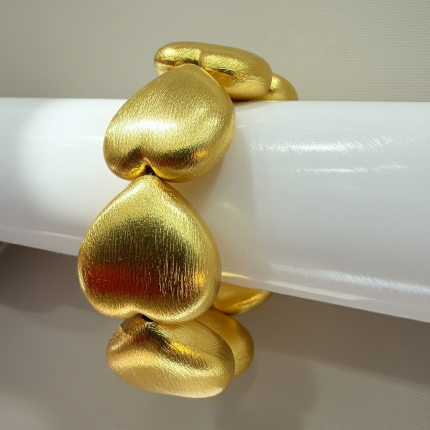 Matte Gold Chunky Heart Bangle