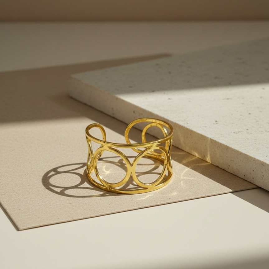 Intricate Woven Gold Mesh Cuff Bracelet