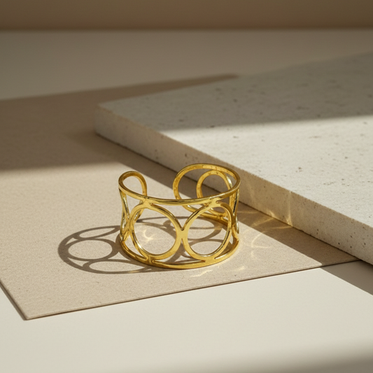 Intricate Woven Gold Mesh Cuff Bracelet