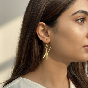 Golden Stylist Scissor Earrings