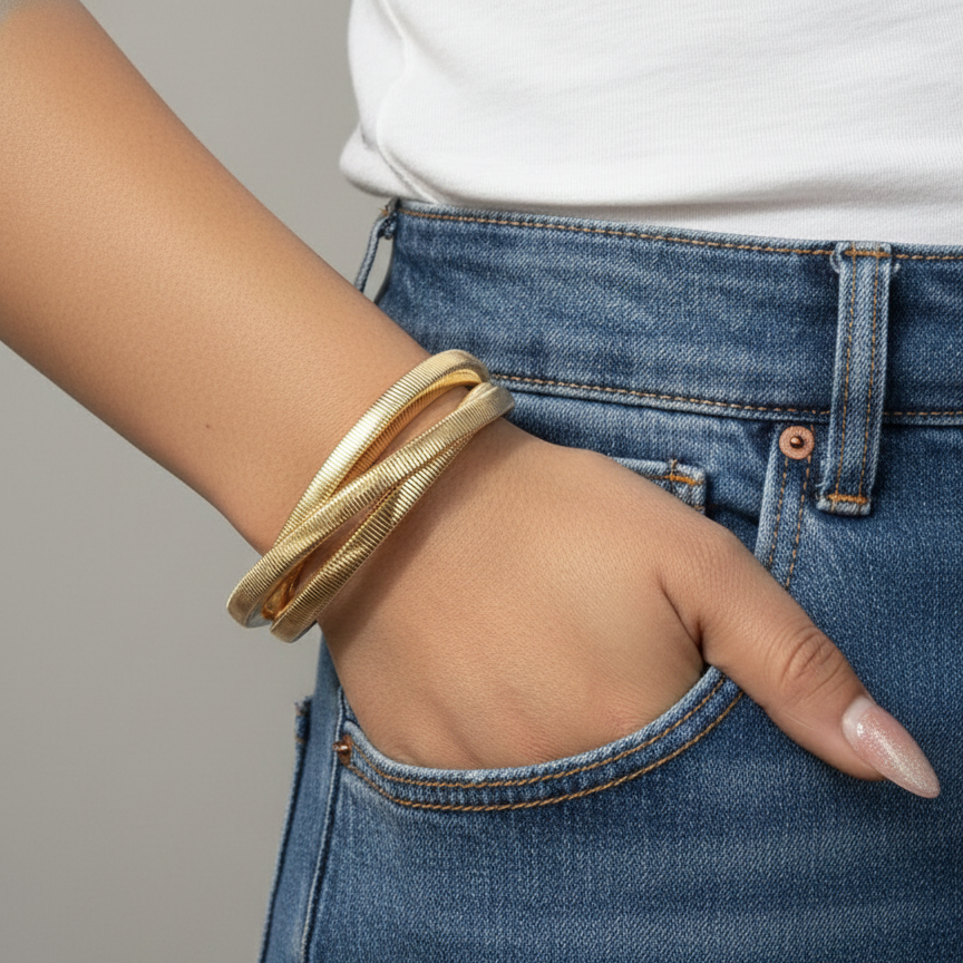 Gold Liquid Metal Interlocking Bracelet