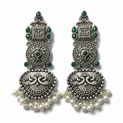 Aparna Embellished Oxidised Beautiful Jhumka Statement Earrings