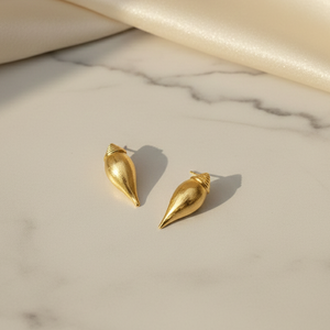 Gold Shankh Shell Studs