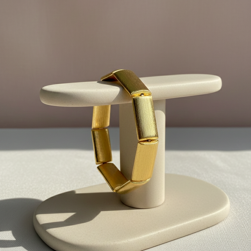 Brushed Gold Geometric Link Bracelet