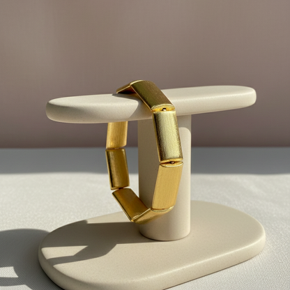 Brushed Gold Geometric Link Bracelet