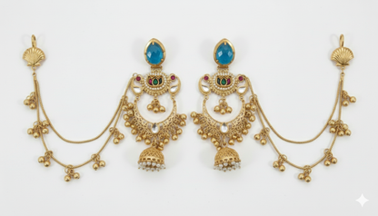 Ratnavali  Jhumka  Embellished Oxidised Jhumka Statement Earrings