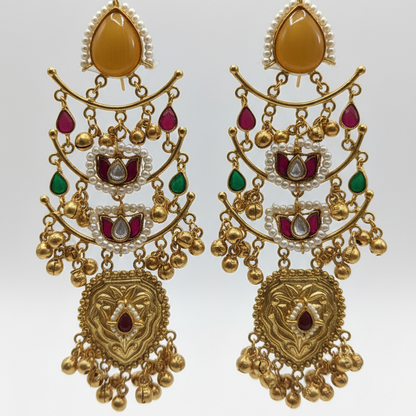 Padmini Embellished Oxidised Jhumka Statement Earrings