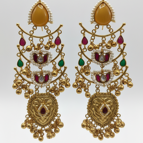 Padmini Embellished Oxidised Jhumka Statement Earrings