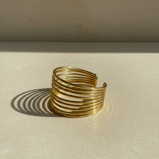 Geometric Gold Spiral Wire Cuff