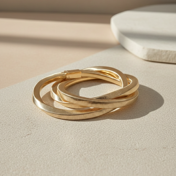 Gold Liquid Metal Interlocking Bracelet