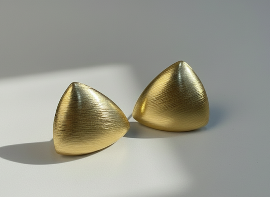 Brushed Gold Triangle Studs Earrings