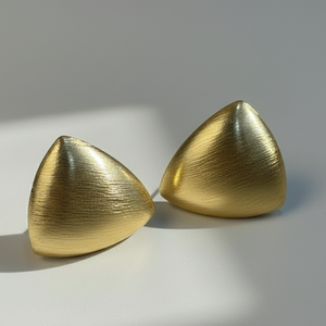 Brushed Gold Triangle Studs Earrings