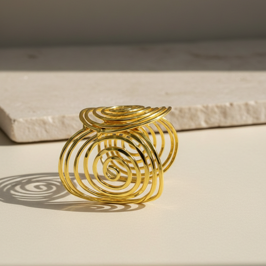 Golden Labyrinth Spiral Cuff