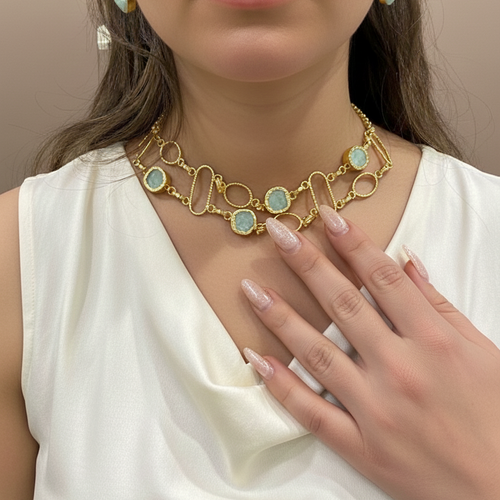 Ethereal Mint Stone Statement Necklace