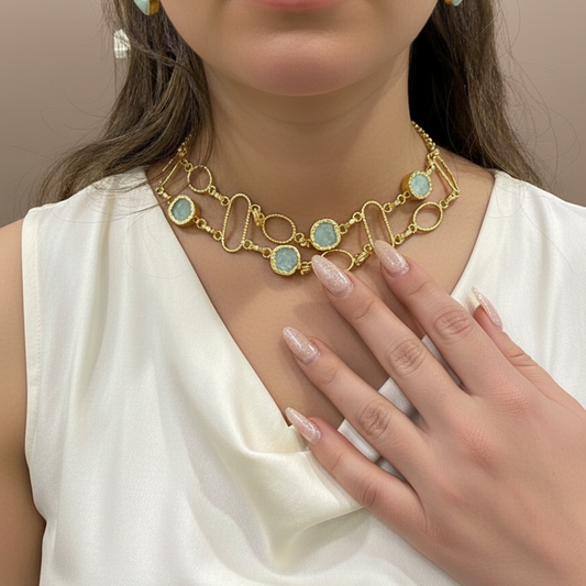 Ethereal Mint Stone Statement Necklace