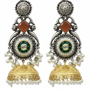 Ruhani Embellished Oxidised Jhumka Earrings