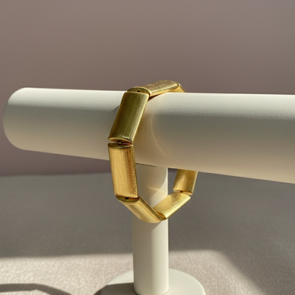 Brushed Gold Geometric Link Bracelet