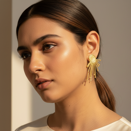 Sunray Brass Drop Earrings