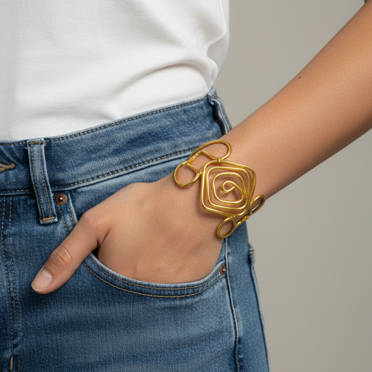 Solstice Hand-Wound Gold Cuff