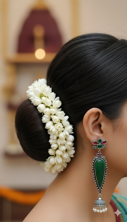 Adhira Embellished Oxidised Jhumka Statement Earrings