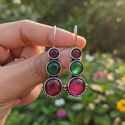 Swastida Embellished Oxidised Statement Earrings