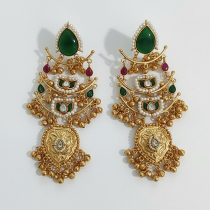 Padmini Embellished Oxidised Jhumka Statement Earrings