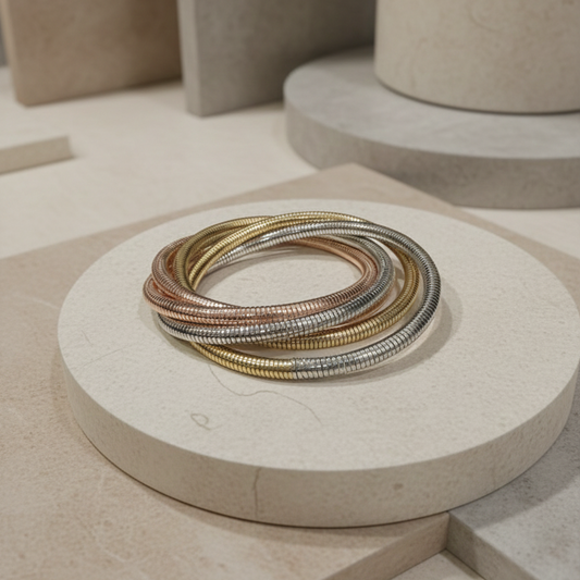 Mixed Metal Snake Chain Bangle Set