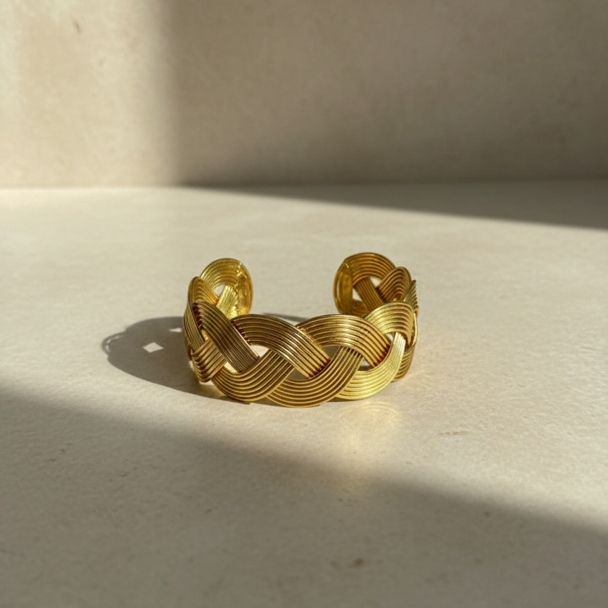 Braided Mesh Statement Cuff Bracelet