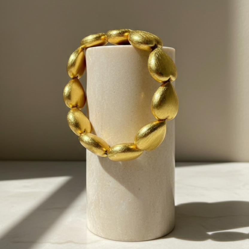 Organic Matte Gold Heart Link Bracelet