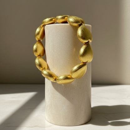 Organic Matte Gold Heart Link Bracelet