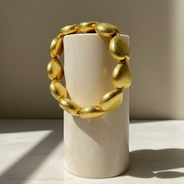 Organic Matte Gold Heart Link Bracelet