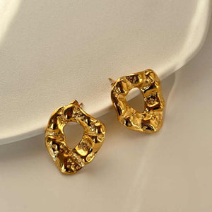 18KGold Plated Hammer Irregular Stud Earrings