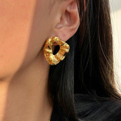 Hammered Irregular Stud Earrings