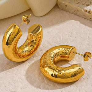 Chunky Hammered Hoop Earrings
