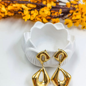 Gold Plated Wave Drop Earrings