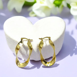 Anti Tarnish Golden Twisted Elegance Hoops