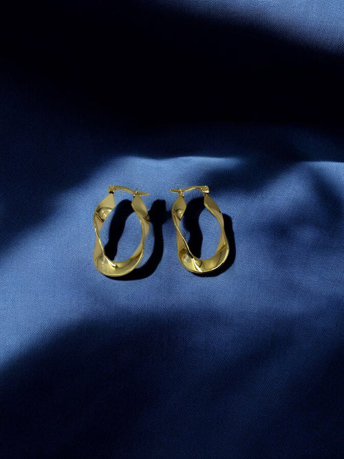 Anti Tarnish Golden Twisted Elegance Hoops