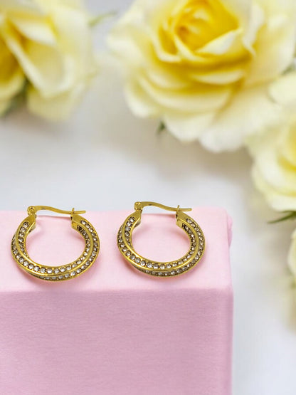 Anti tarnish Diamond Studded Twinkle Hoop Earrings