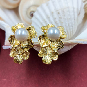 Bloom Gold Plated Pearl Drop Earrings