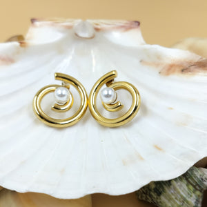 Gold plated Pearl Swirl Earrings